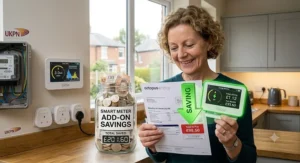 Illustration highlighting household cost savings on UK electricity bills using a smart meter add-on