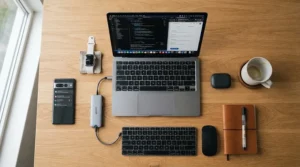 Various gadgets acting as an energy monitor for Octopus Agile laid out neatly on a desk for comparison