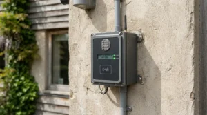 A sleek wall unit featuring automated grid communication, representing a secure best home EV charger meeting modern laws.