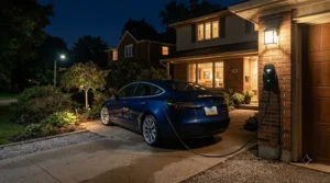 Electric car charging at home during cheaper off-peak hours on a flexible tariff
