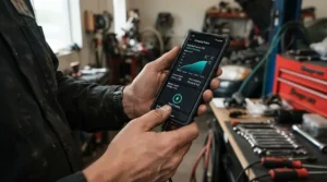 A smartphone displaying smart tariff integration next to an EV charger for Octopus Intelligent Go in a suburban garage