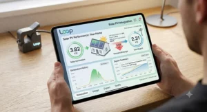 Loop energy monitor app solar PV integration screen tracking household solar generation and grid export