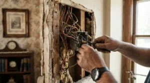 Fitting a no neutral smart switch into traditional older wiring during a period property renovation.