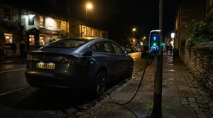 A smart EV charger for solar diversion operating quietly overnight after storing surplus daytime generation.