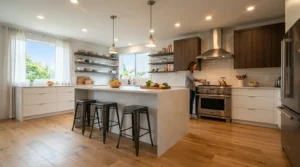 Kitchen spotlights shown while evaluating smart light switch vs smart plug choices for wired circuits.