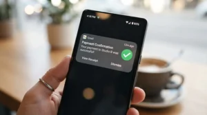 A mobile notification pop-up from a solar battery monitoring add-on about high household efficiency.