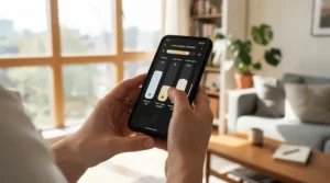 Controlling a retrofit curtain motor via smartphone app in a modern flat