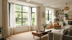 SwitchBot curtain vs Aqara curtain driver installed on a large bay window in a London flat